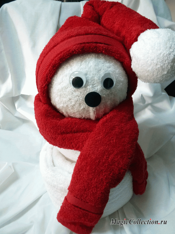Описание Снеговик объемный пластиковый 90 см с шарфом и шляпой